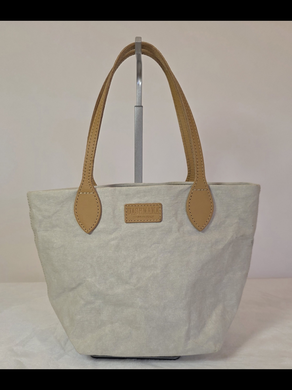 UASHMAMA Washable Paper Tote Bag I Made in Italy I Beige Neutral Tote